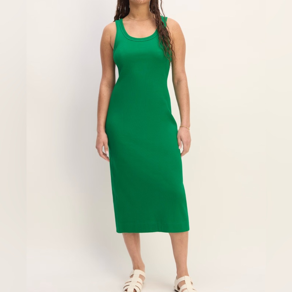 Everlane 90s Rib Dress Green Size S NWOT